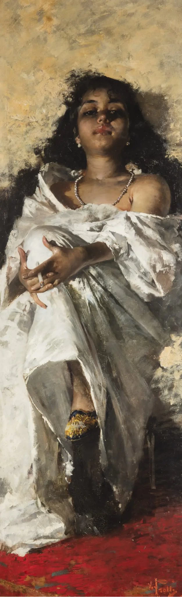 Ragazza in bianco che fuma